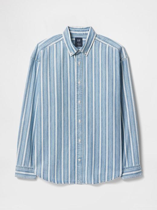 Denim Stripe Big Shirt Product Image
