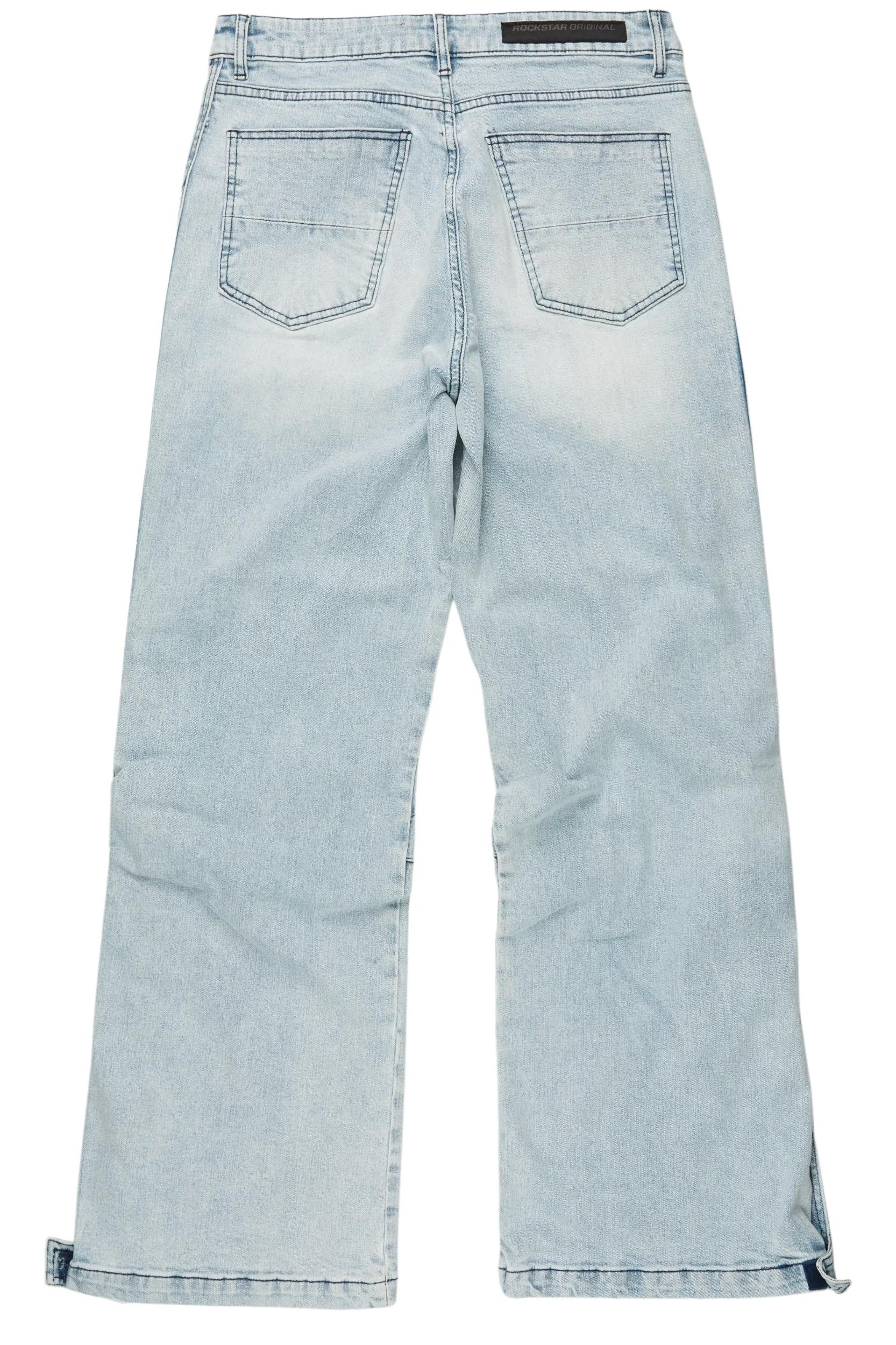 Yuri Blue Stacked Cargo Flare Jean Male Product Image