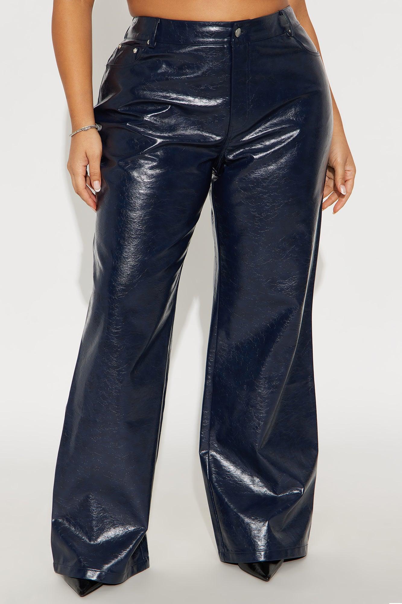 Catalina Faux Patent Leather Pants - Navy Female Product Image