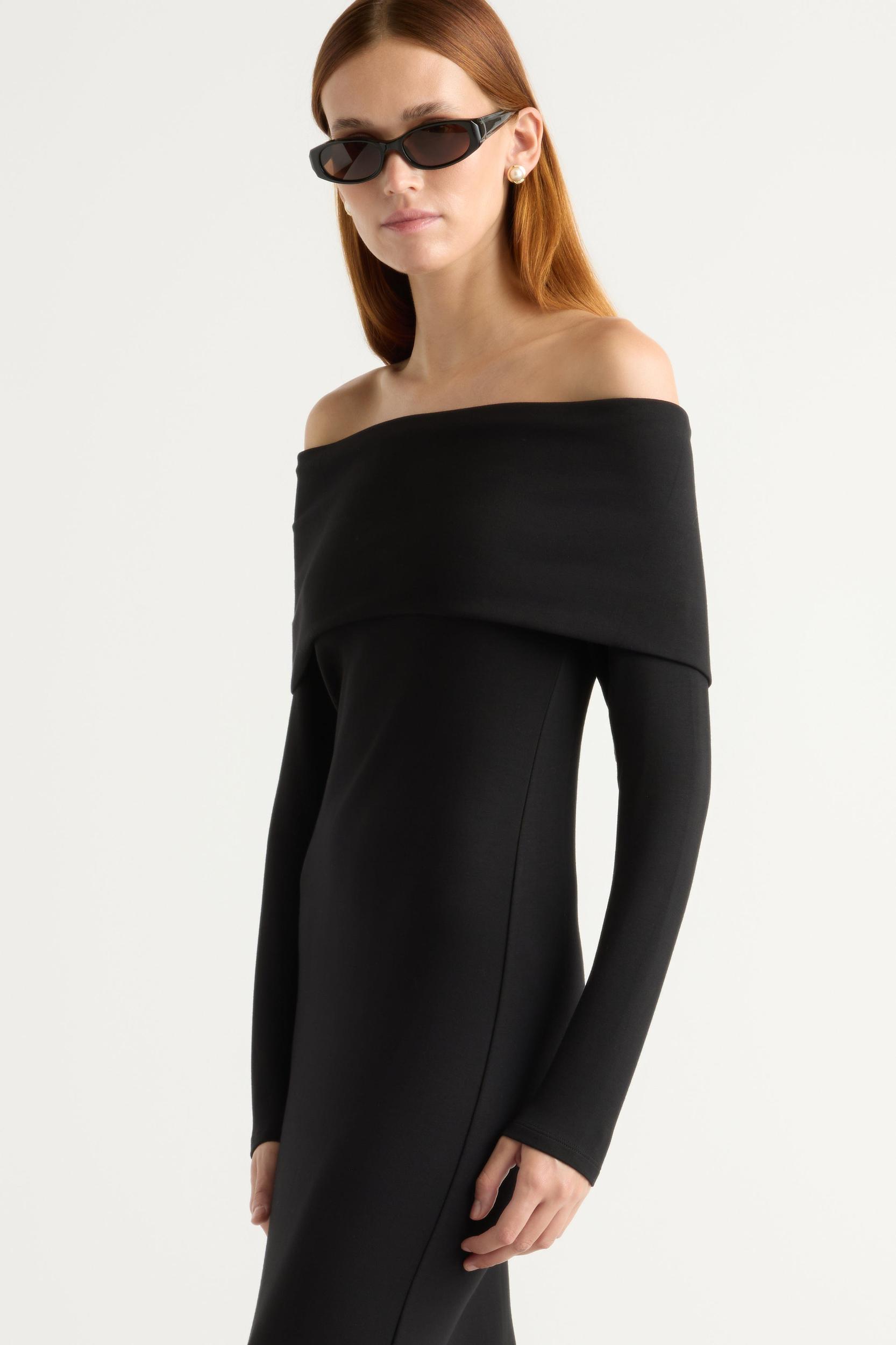 Morgan Split Foldover Jersey Dress Product Image