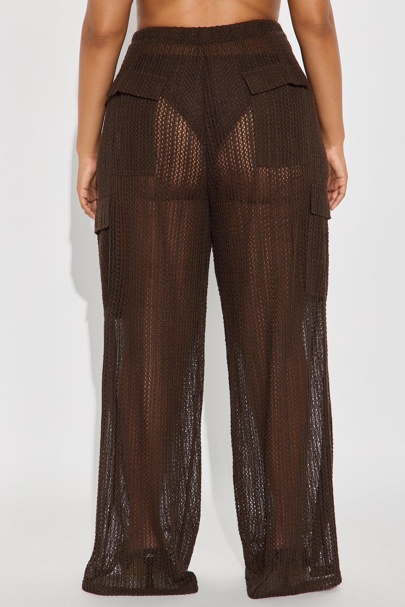 Fun Times Crochet Wide Leg Pant - Chocolate Female Product Image