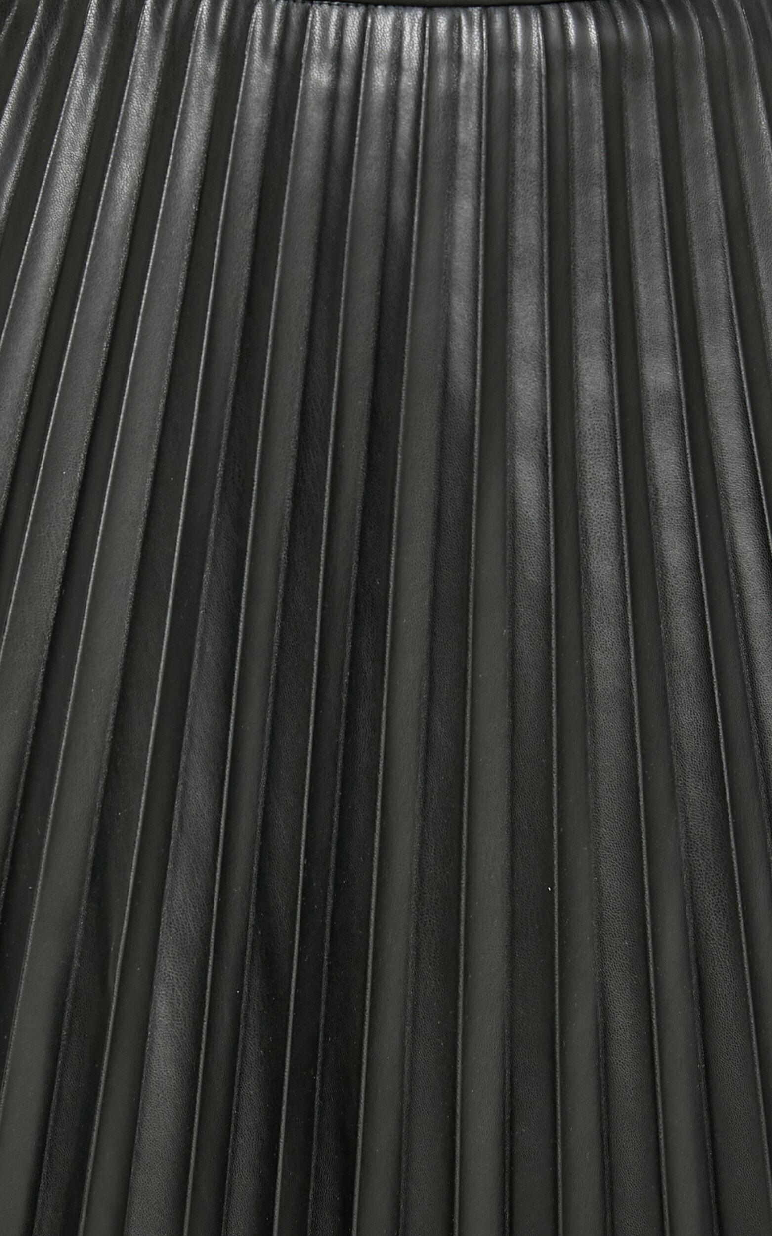 Kiva Mini Skirt - Faux Leather High Waisted Pleated Skirt in Black Product Image