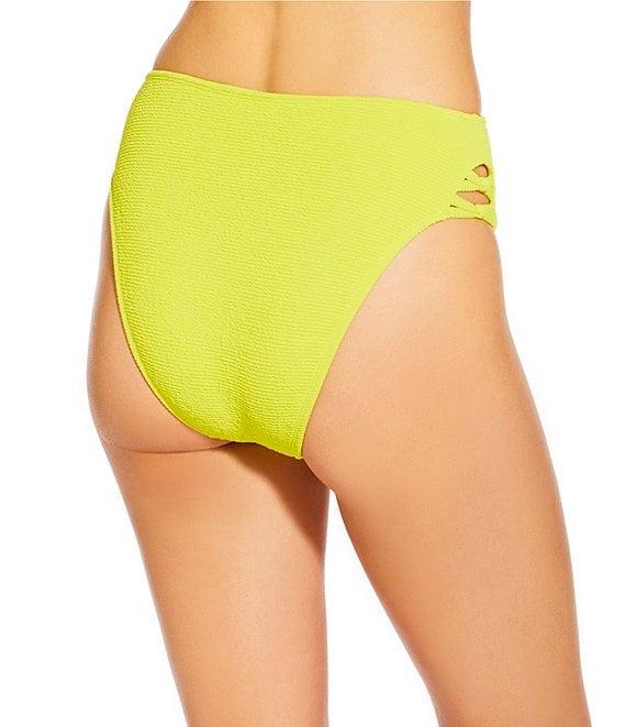 GB Solid Scrunchie Texture Knotted Side High Waisted Swim Bottom Product Image