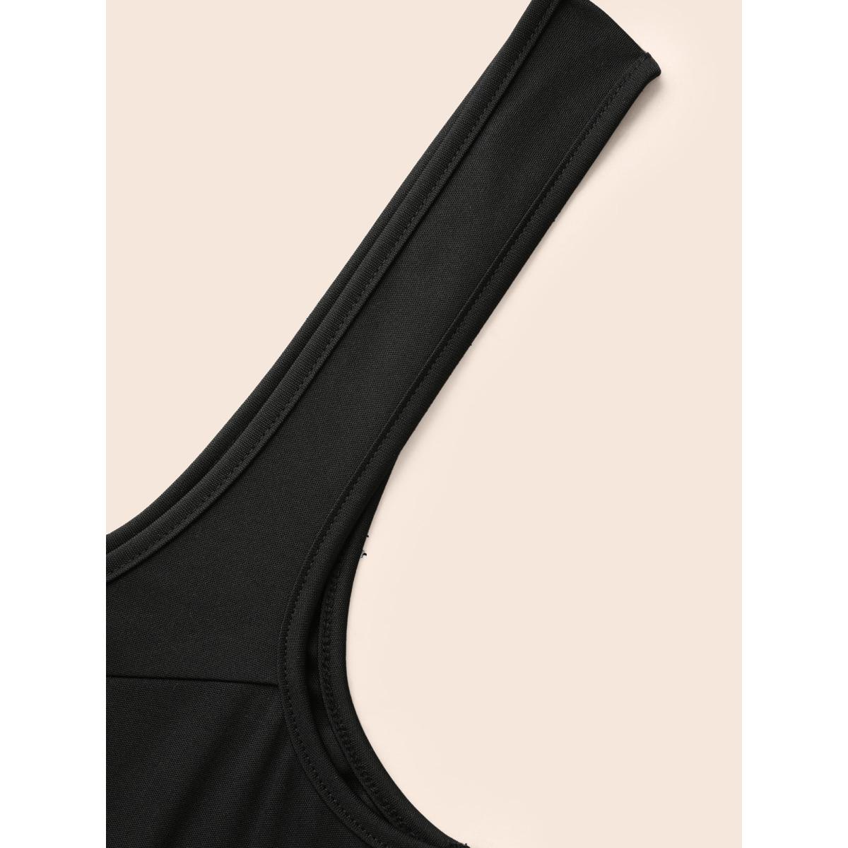 Plus Size Black Solid Slightly Stretchy Pocket Jumpsuit Women Elegant Sleeveless Non Everyday Loose Jumpsuits BloomChic 10/M Product Image