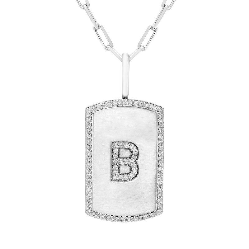 It's Personal Initial Sterling Silver & 1/4 Carat T.W. Diamond Dog Tag Necklace, Women's,  Product Image