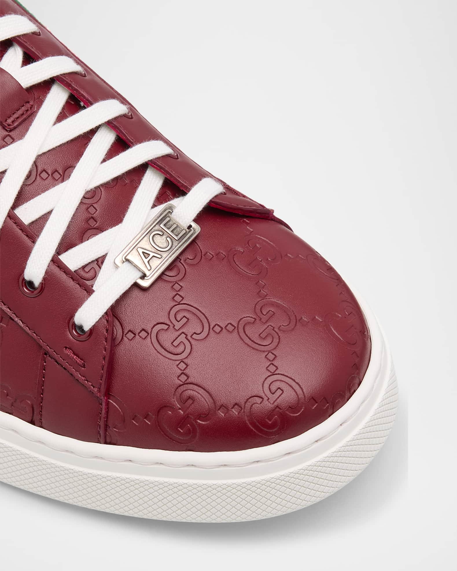Men's Ace GG Embossed Leather Low-Top Sneakers Product Image