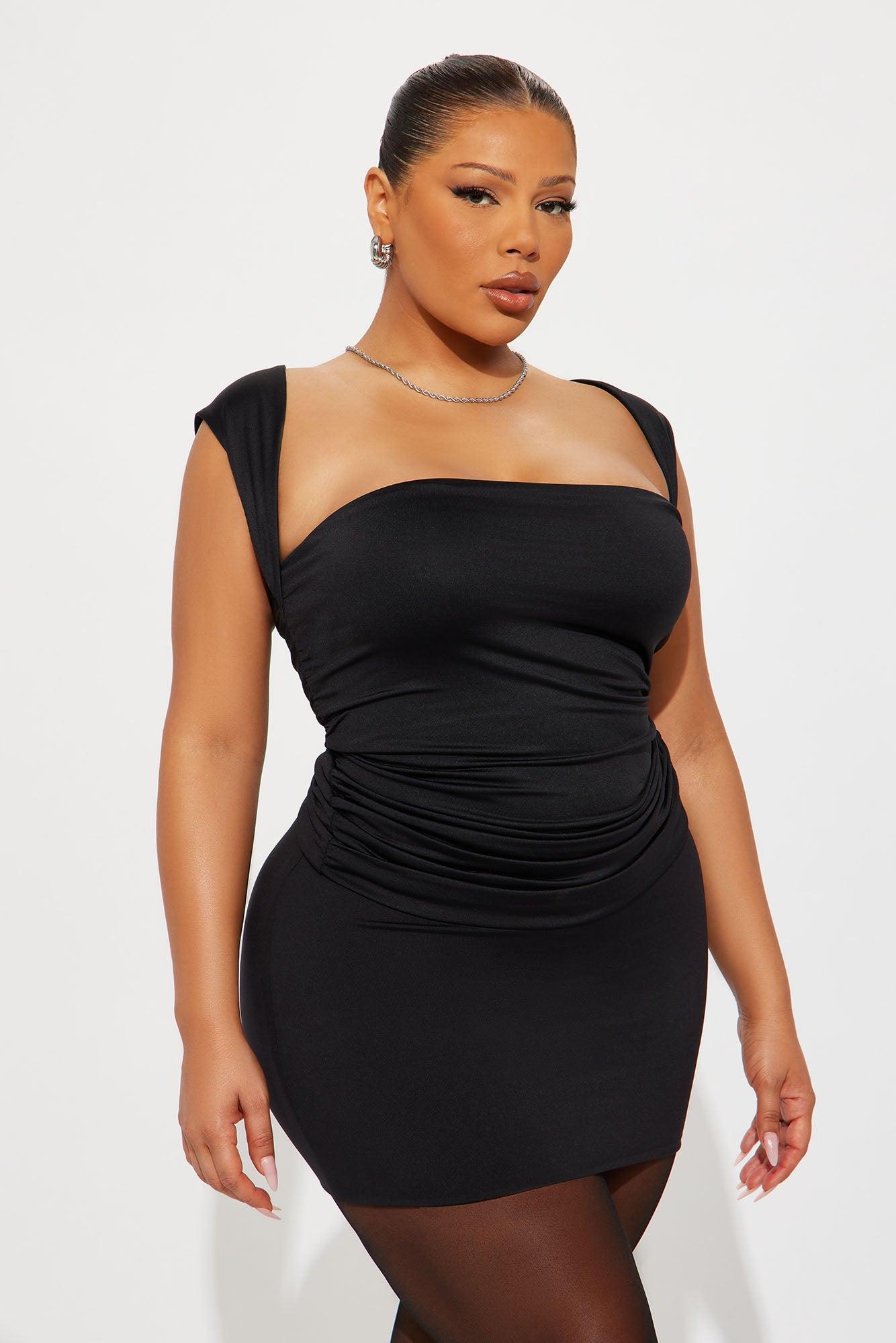 Contour Double Lined Straight Neck Tank Top - Black Female Product Image