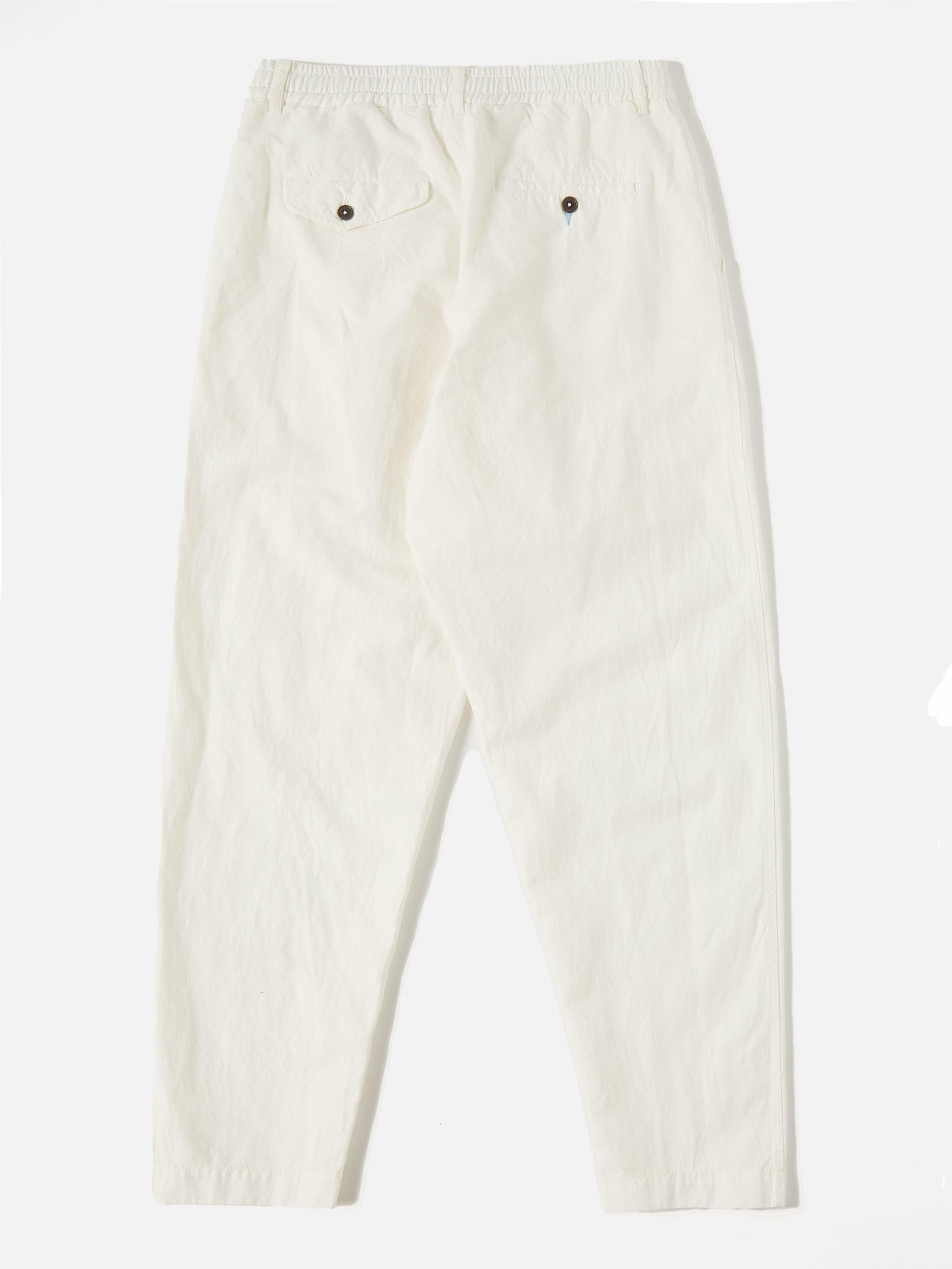 Universal Works Pleated Track Pant in Ecru Slub Linen Weave Product Image