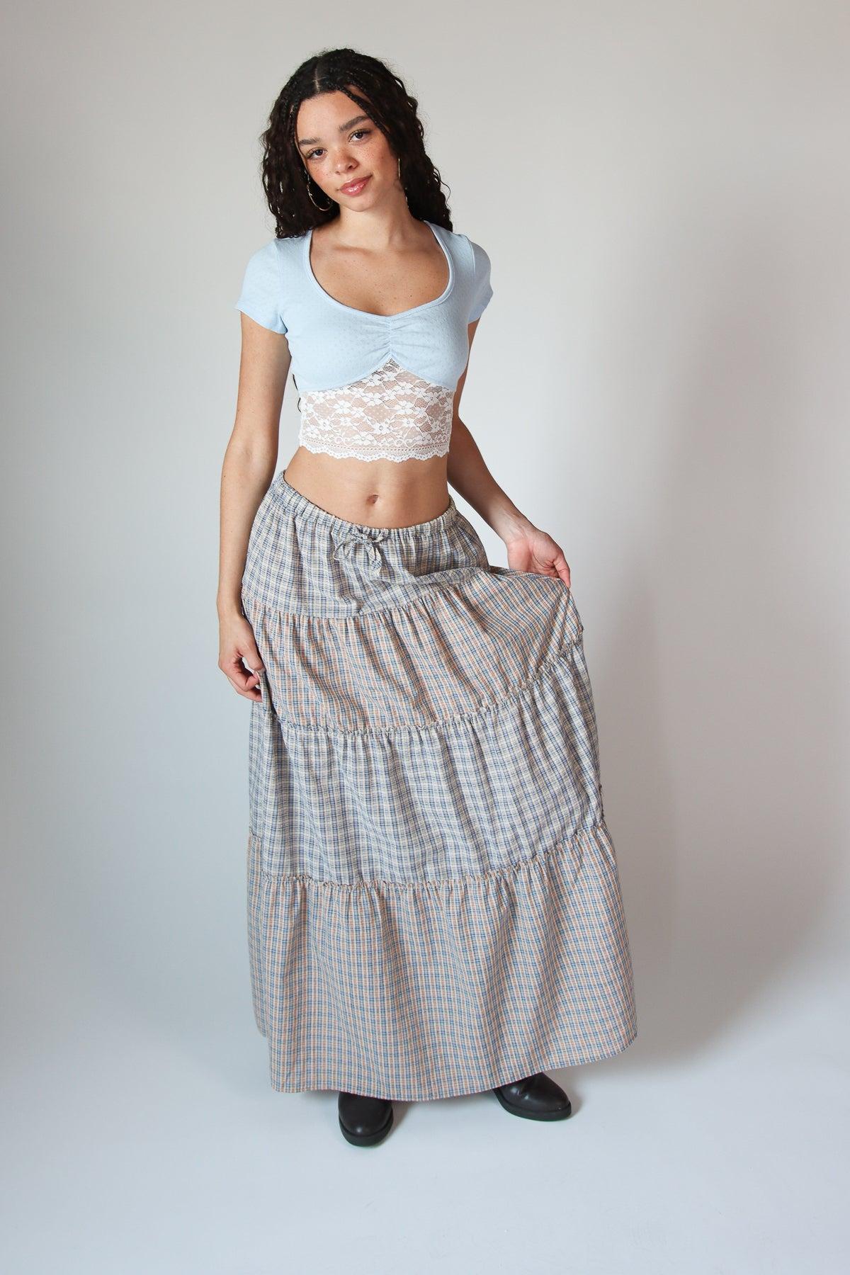 Lace Hem Pointelle Crop Tee Product Image