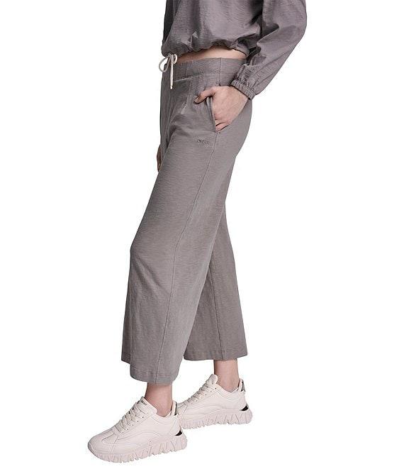 DKNY Sport by Donna Karan Coordinating Slub Knit Jersey High Rise Wide Leg Ankle Pants Product Image