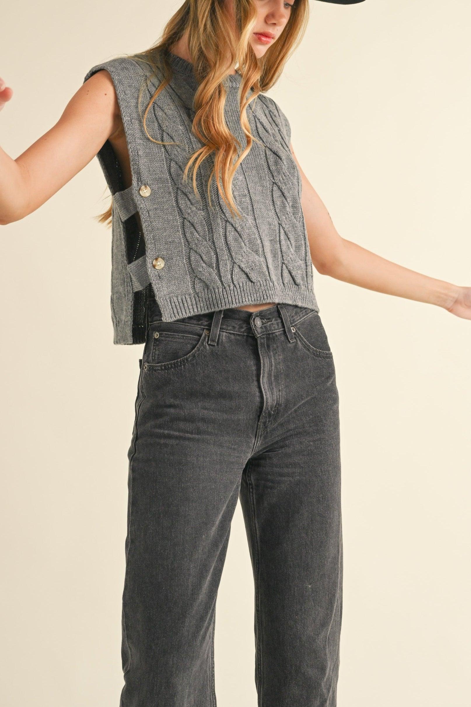 Cable Knit Open Side Vest Product Image
