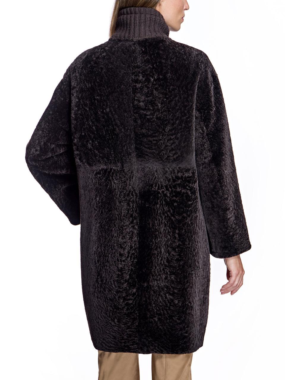 Shearling Lamb Coat with Knit Collar Product Image