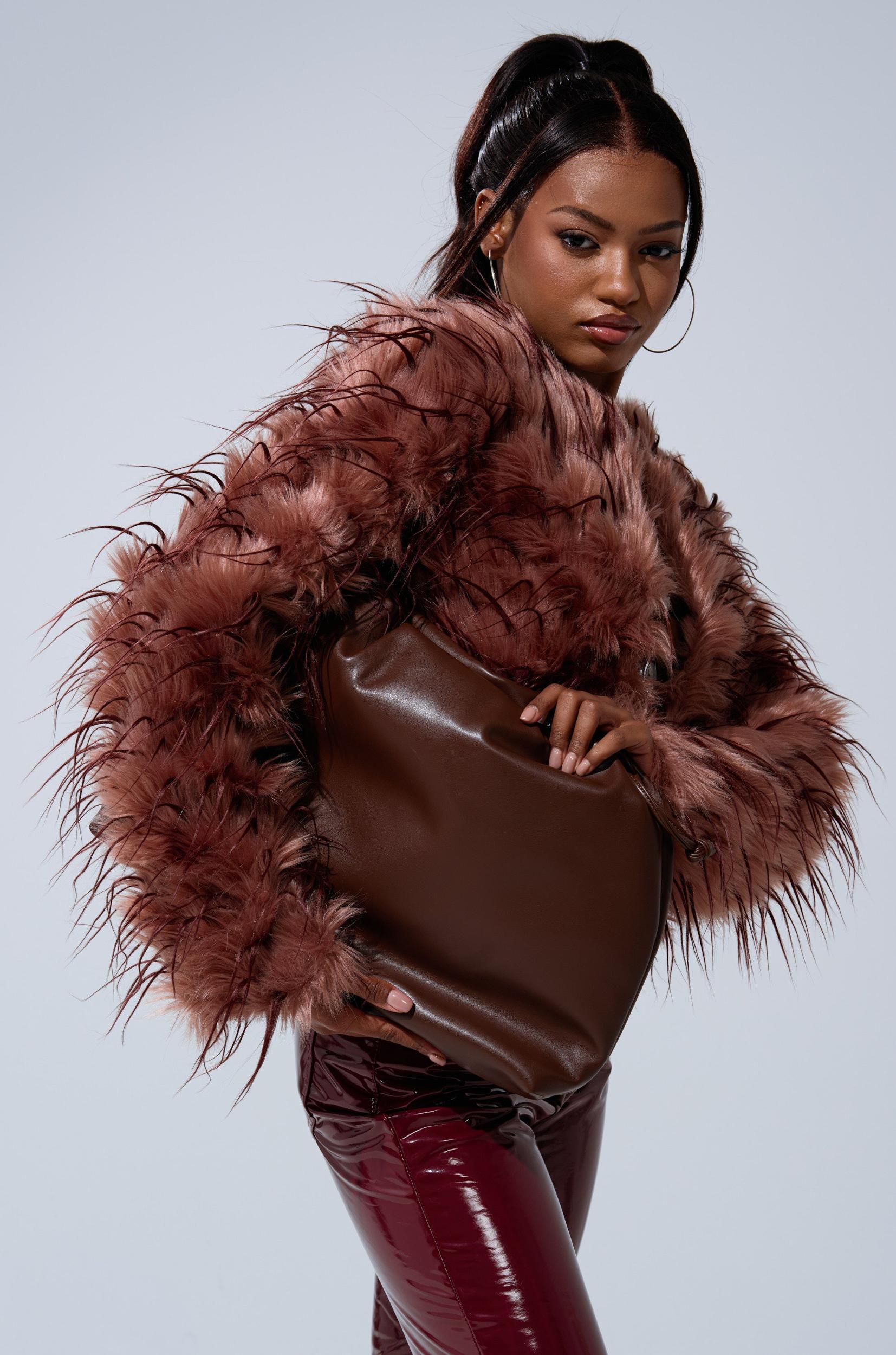 PIPER TEXTURED FAUX FUR COAT Product Image