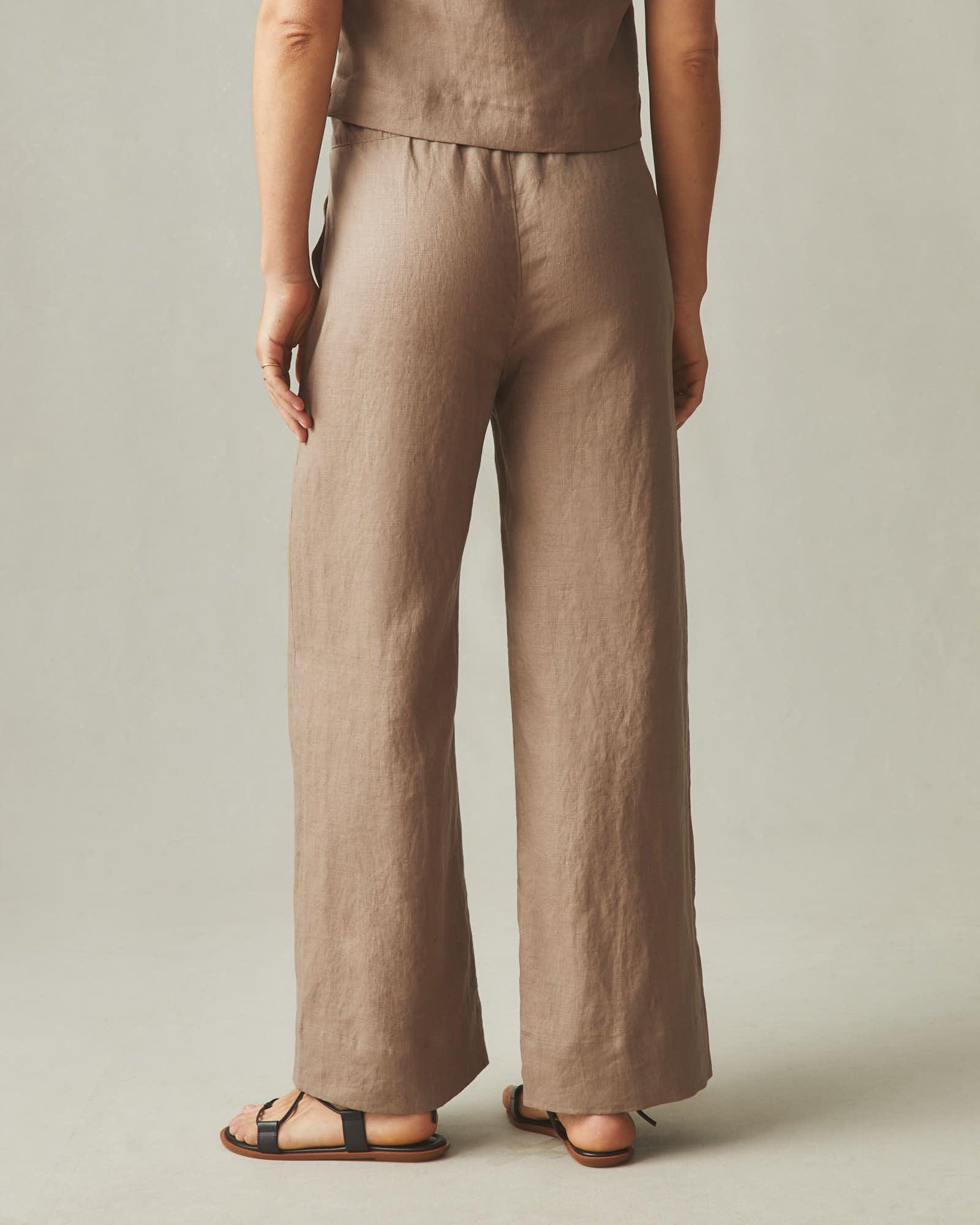 Women's Linen Wide Leg Pant - Pine Bark Female Product Image