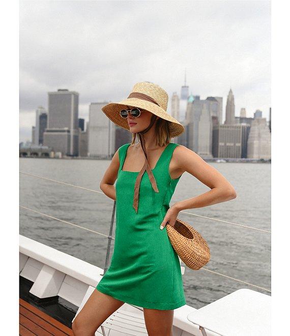 French Connection Birdie Linen Square Neck Sleeveless Mini Dress Product Image