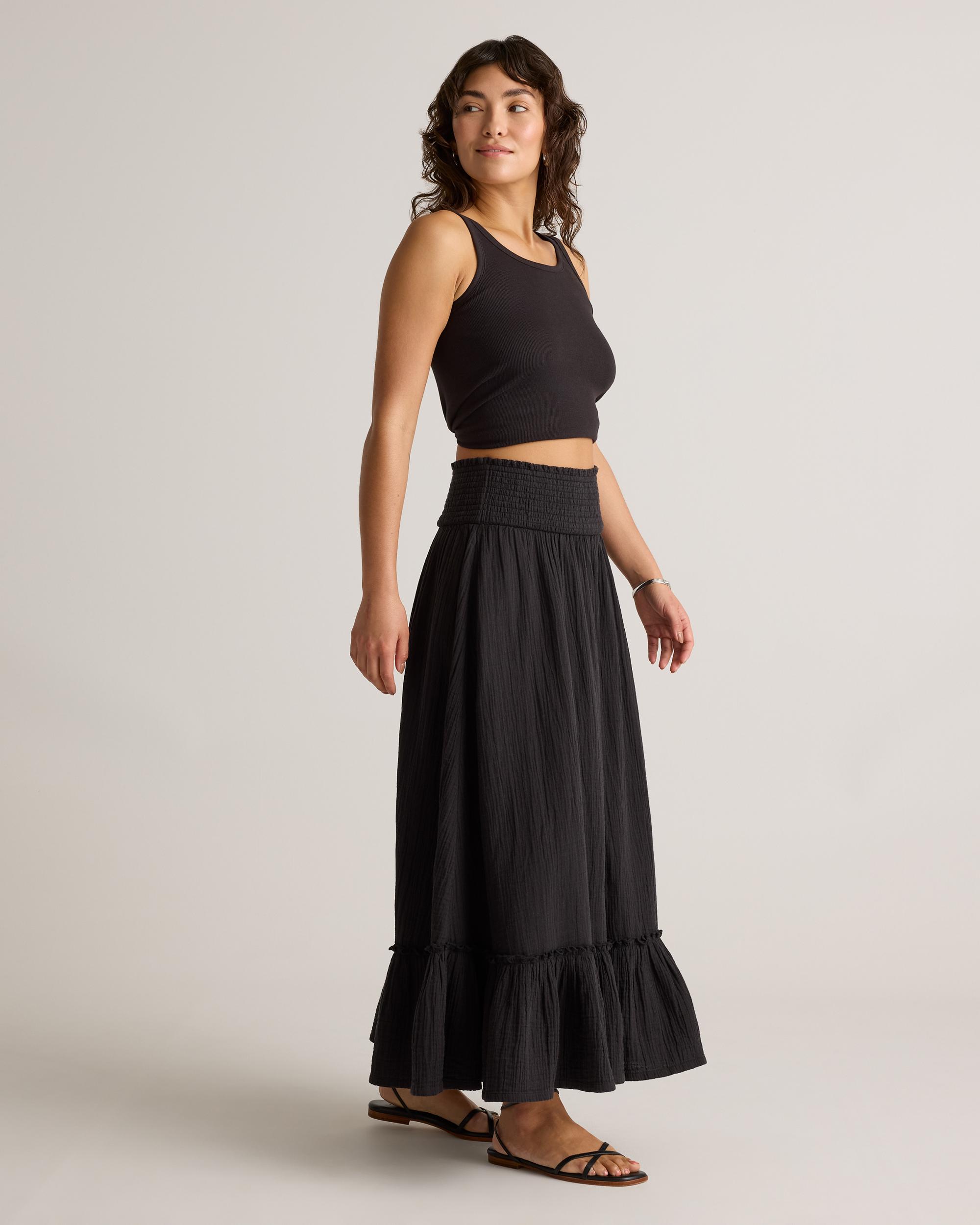 Quince | Women's Gauze Smocked Maxi Skirt Organic Cotton Product Image