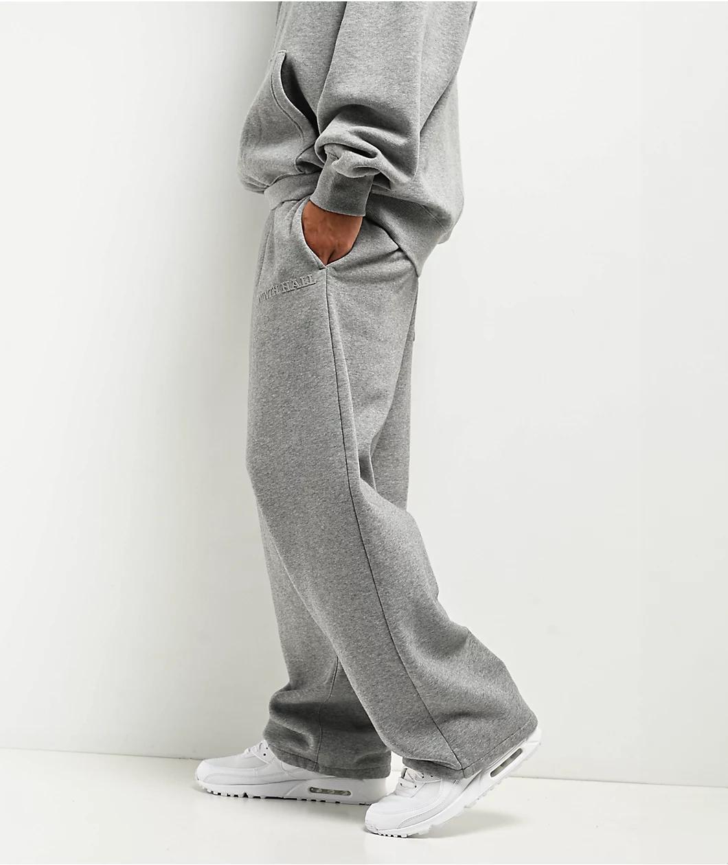 Ninth Hall Fundamentals Logo Grey Oversized Open Hem Sweatpants Product Image