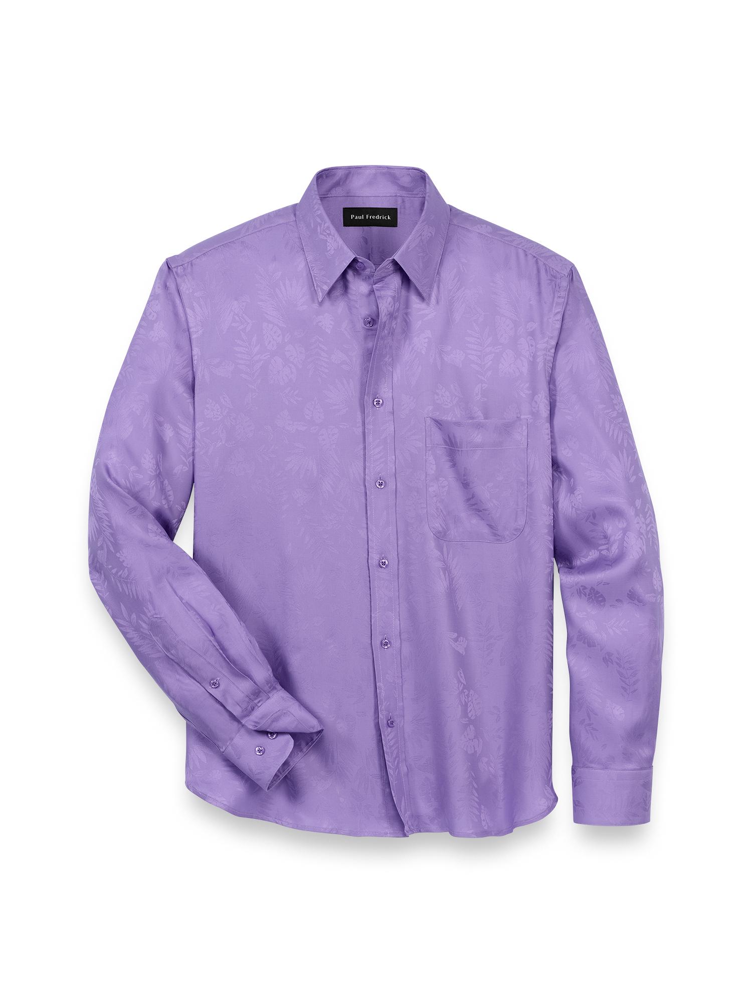 Lyocell Solid Jacquard Casual Shirt - Lavender Product Image