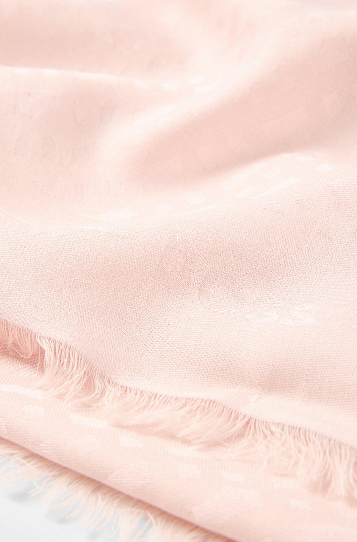 BOSS - Monogram-jacquard scarf in modal and wool - light pink Product Image