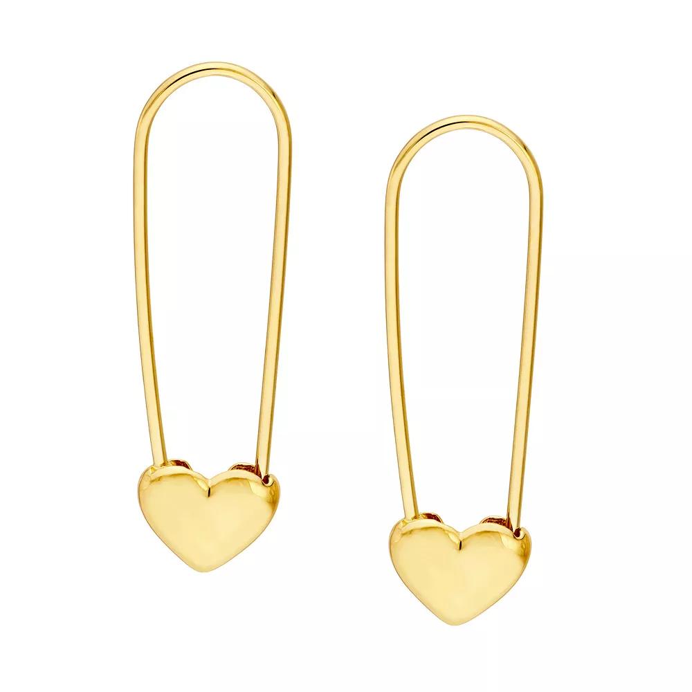 14k Gold Heart Drop Earrings, Women's Product Image
