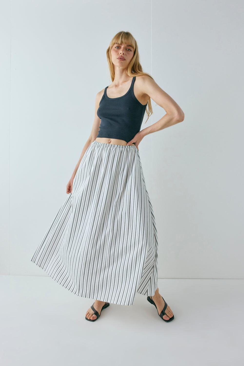 Solara Midi Skirt Black Stripe Product Image
