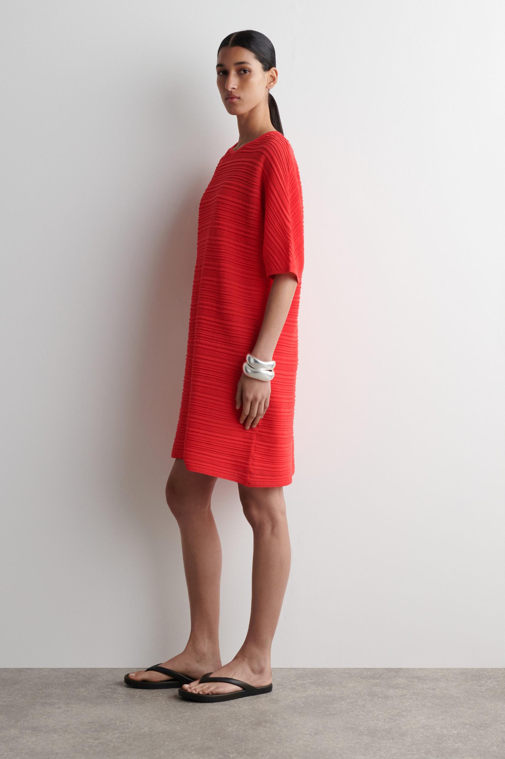 PLEATED KNITTED MINI DRESS Product Image