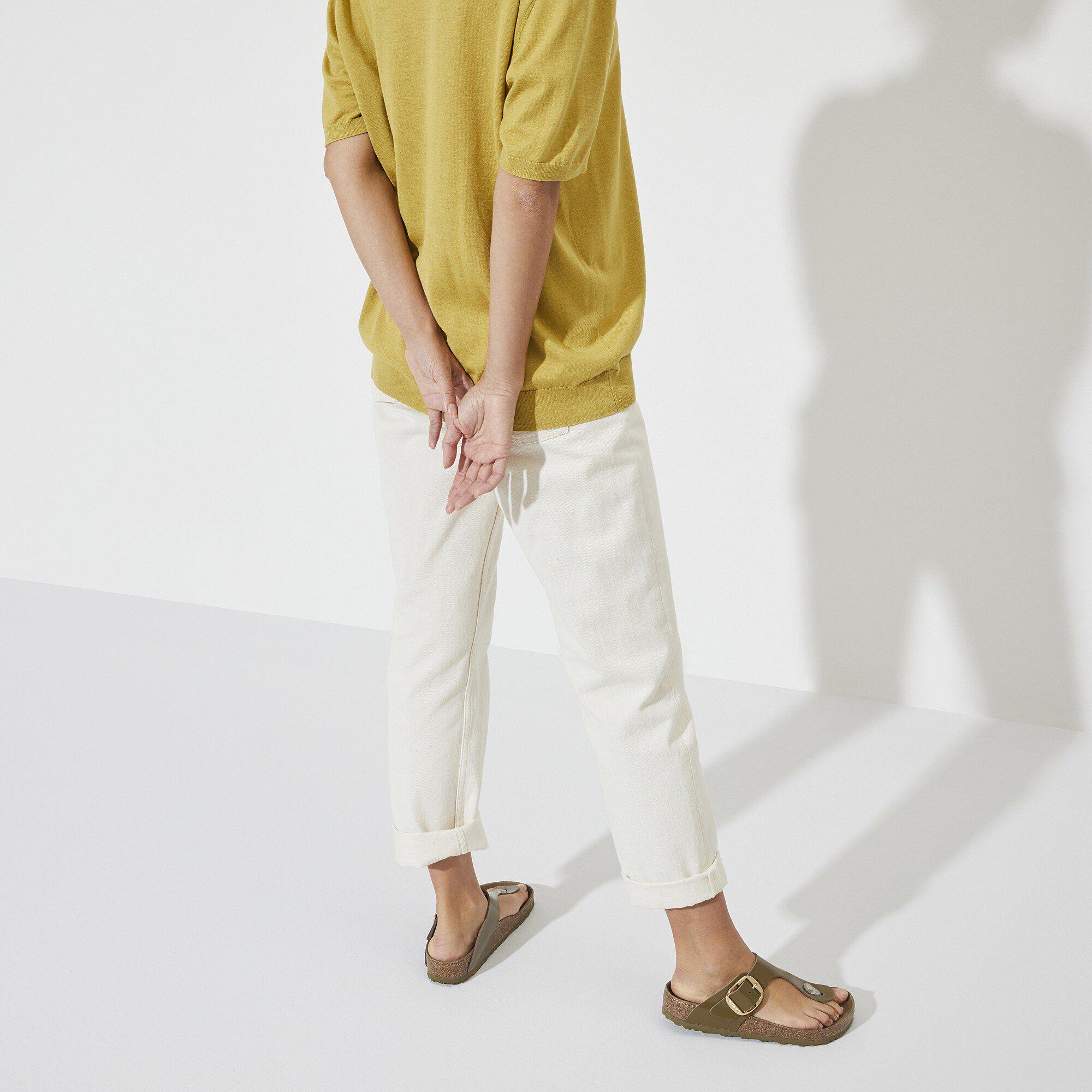 Gizeh Big Buckle Natural Leather Patent High Shine Mud Green Product Image