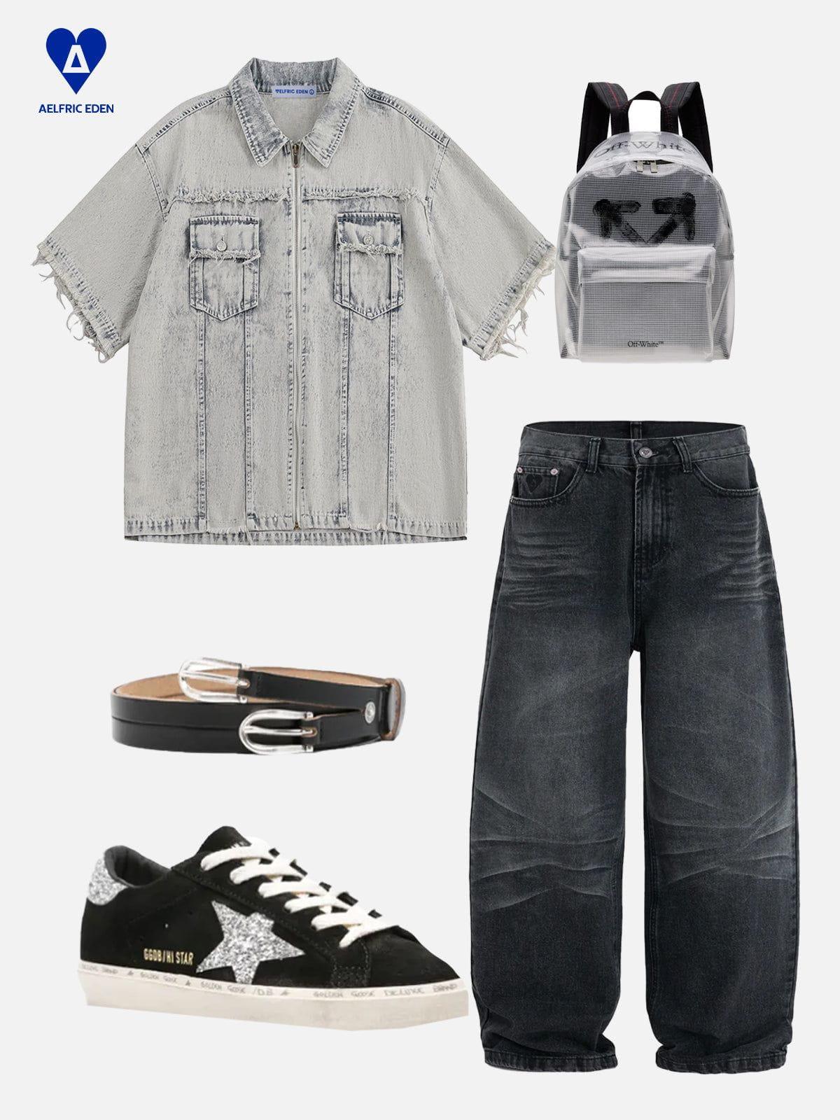 Aelfric Eden Fringe Denim Zip Up Shirt Product Image