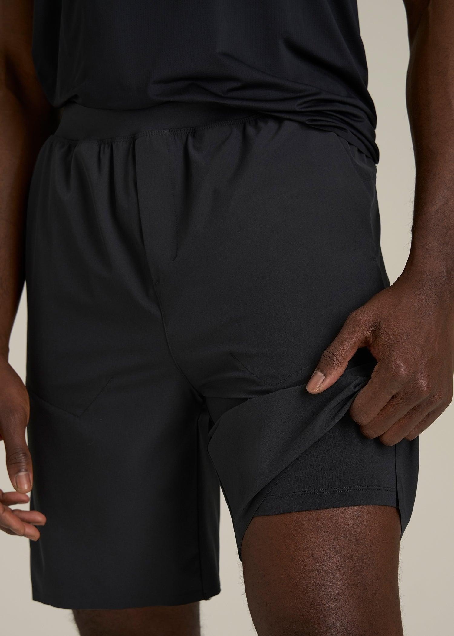 2-in-1 Featherweight Running Short for Tall Men in Black Male Product Image