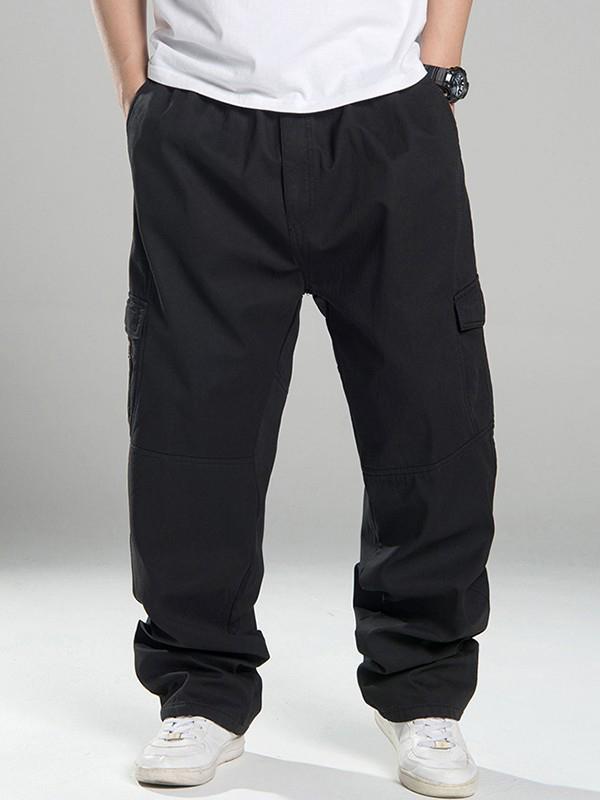 Men's Fleece Lined Casual Cargo Pants Product Image