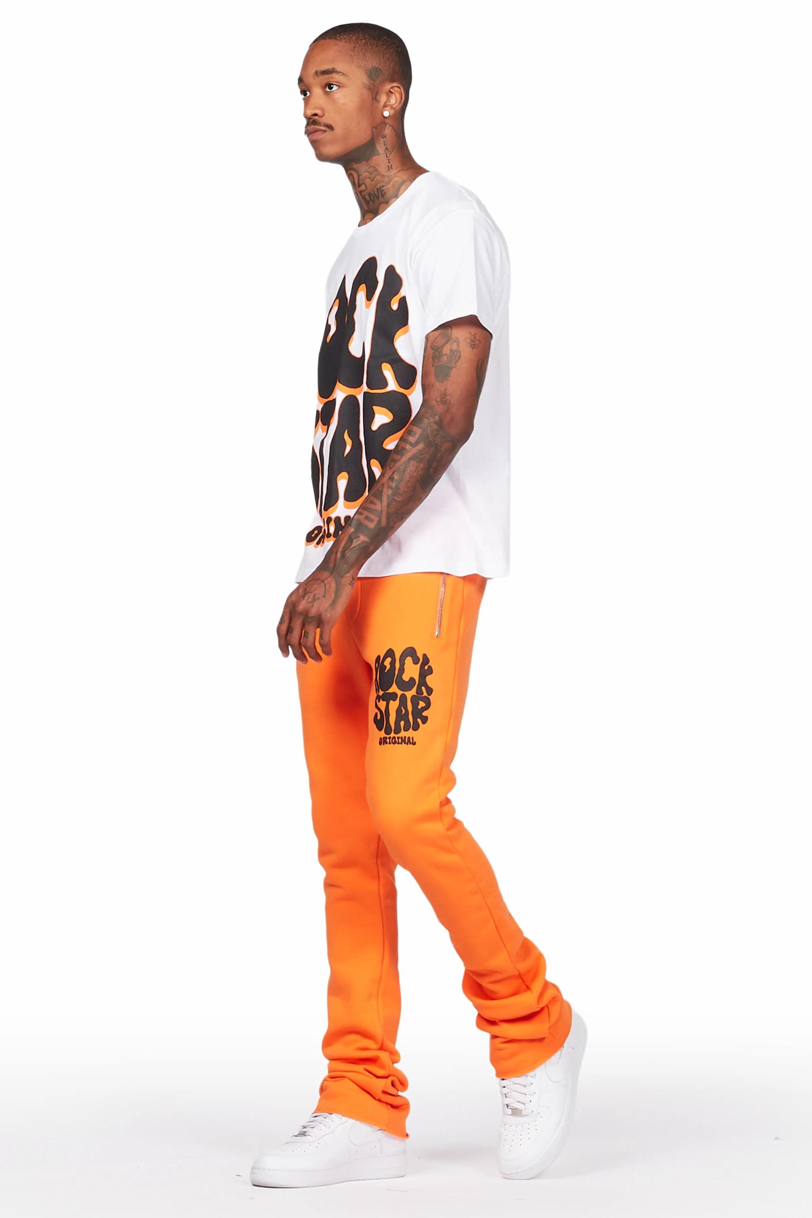 Warblen Orange T-Shirt/Stacked Flare Pant Set Male Product Image