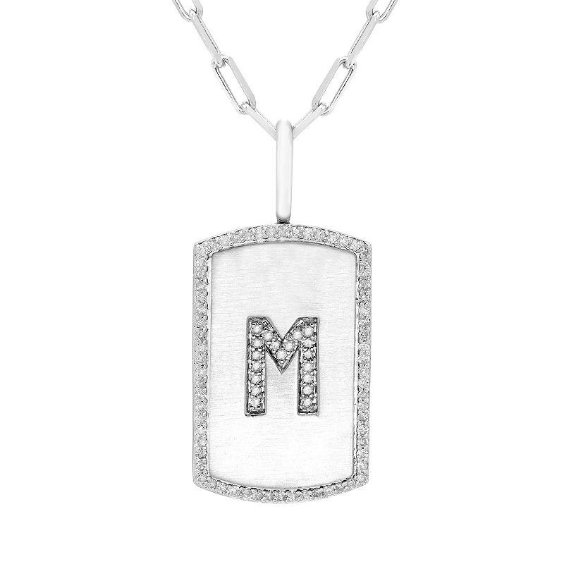 It's Personal Initial Sterling Silver & 1/4 Carat T.W. Diamond Dog Tag Necklace, Women's,  Product Image