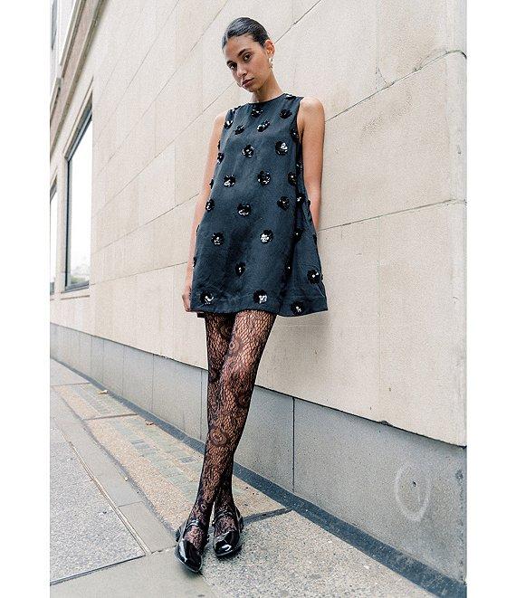 COREY LYNN CALTER Veruca Woven Embroidered Paillette Sequin Mini Shift Dress Product Image