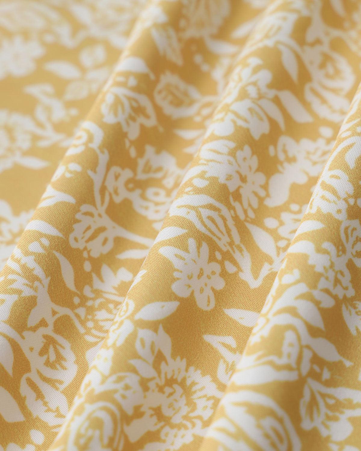 Yellow Floral Backless Slip Midi Dress Product Image