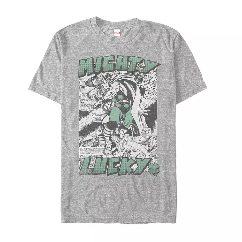 Men's Marvel Comics Thor Mighty Lucky Tee, Size: Small, Athletic Grey Product Image