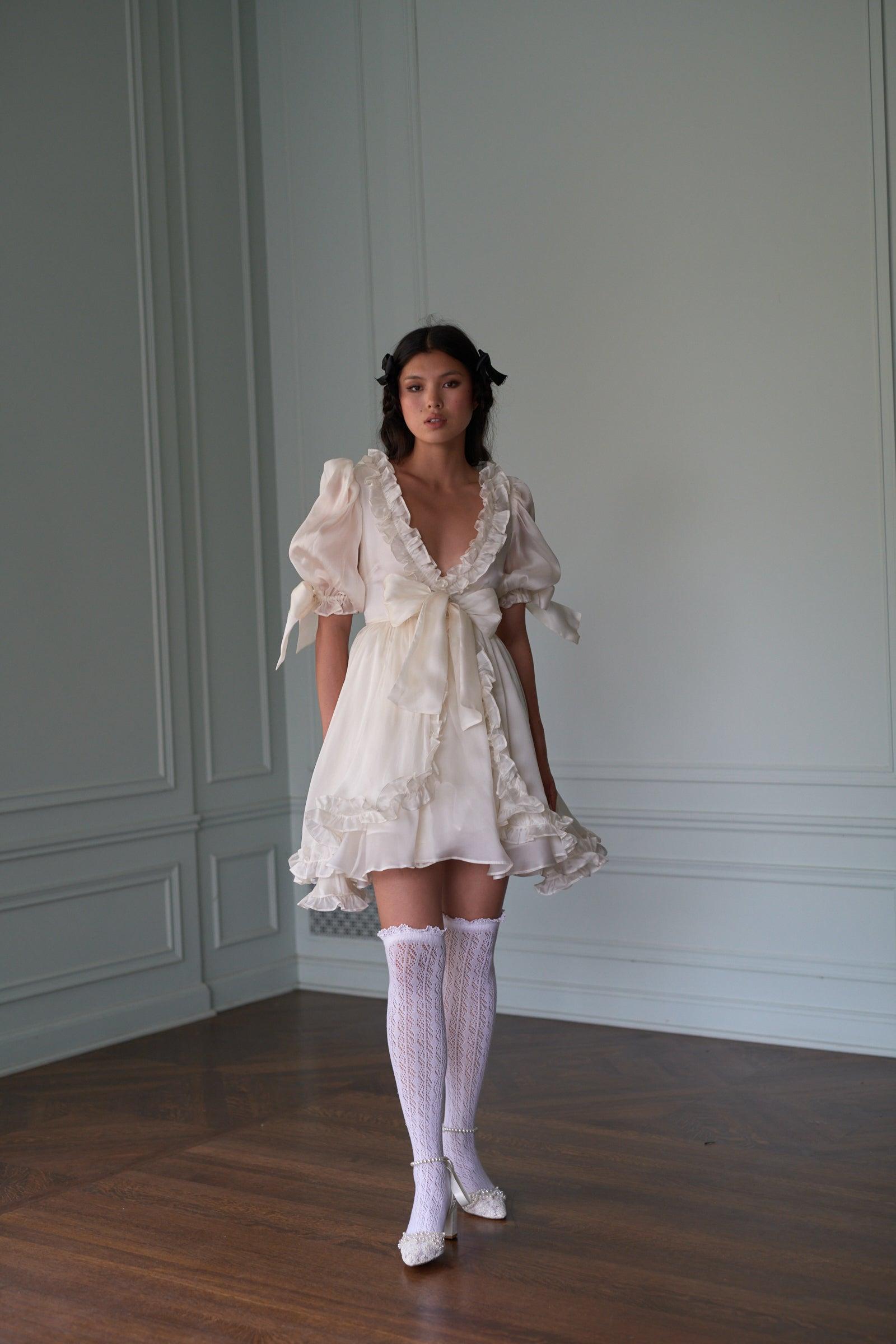 The Silk Satin Ivory Marie Dress Product Image