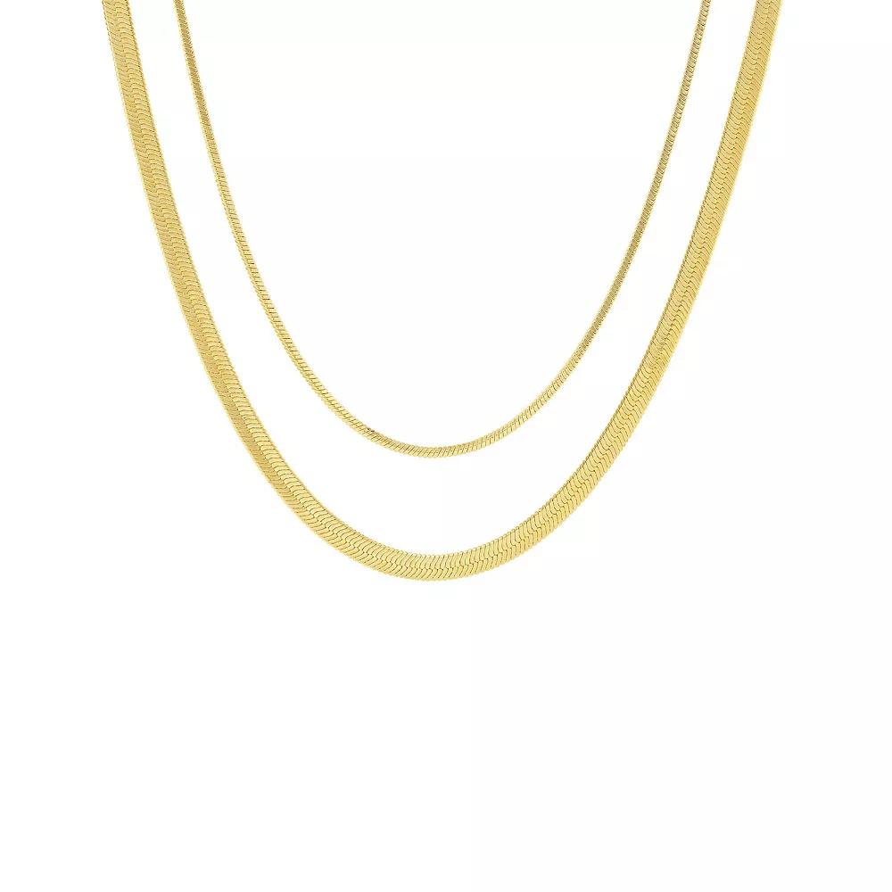 PRIMROSE Herringbone Chain & Square Snake Chain Necklace Set, Women's, Size: 18", Gold Tone Product Image