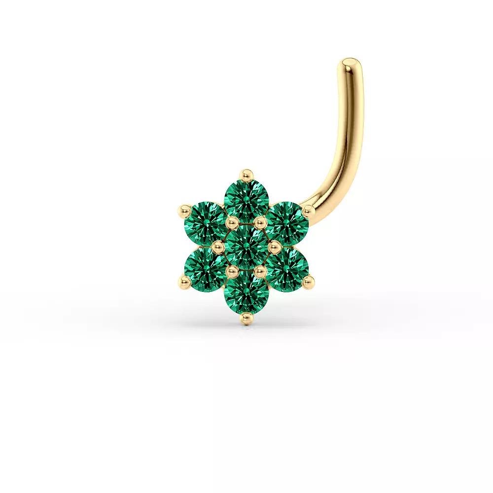 Lila Moon 14k Gold Green Cubic Zirconia Curved Nose Stud, Women's Product Image