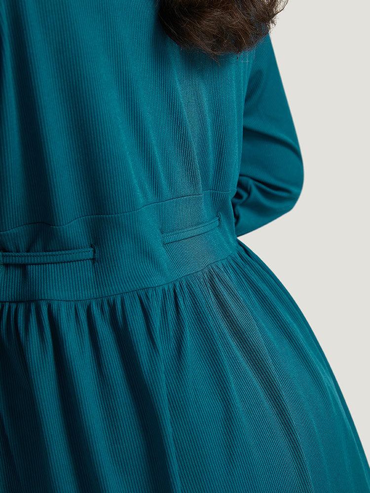 Plain Drawstring Knot Gathered Open Front Coat Female Product Image