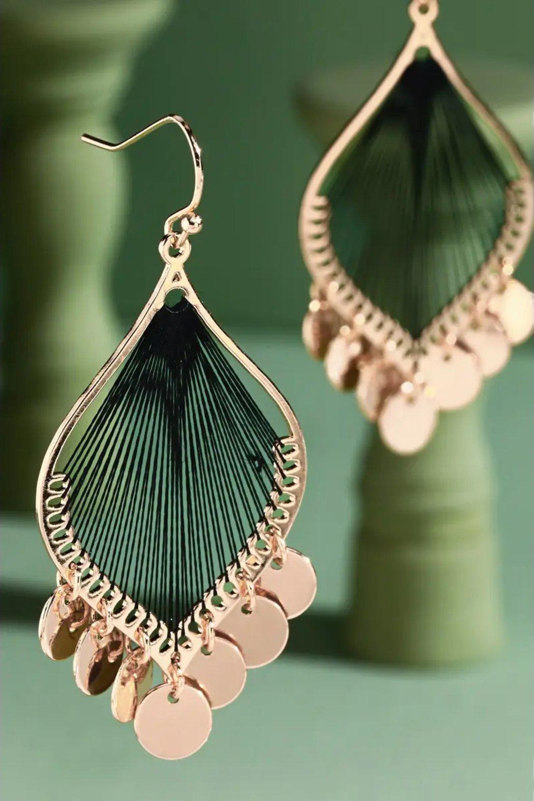 Leaf Shaped Dangle Earrings with Charms Product Image