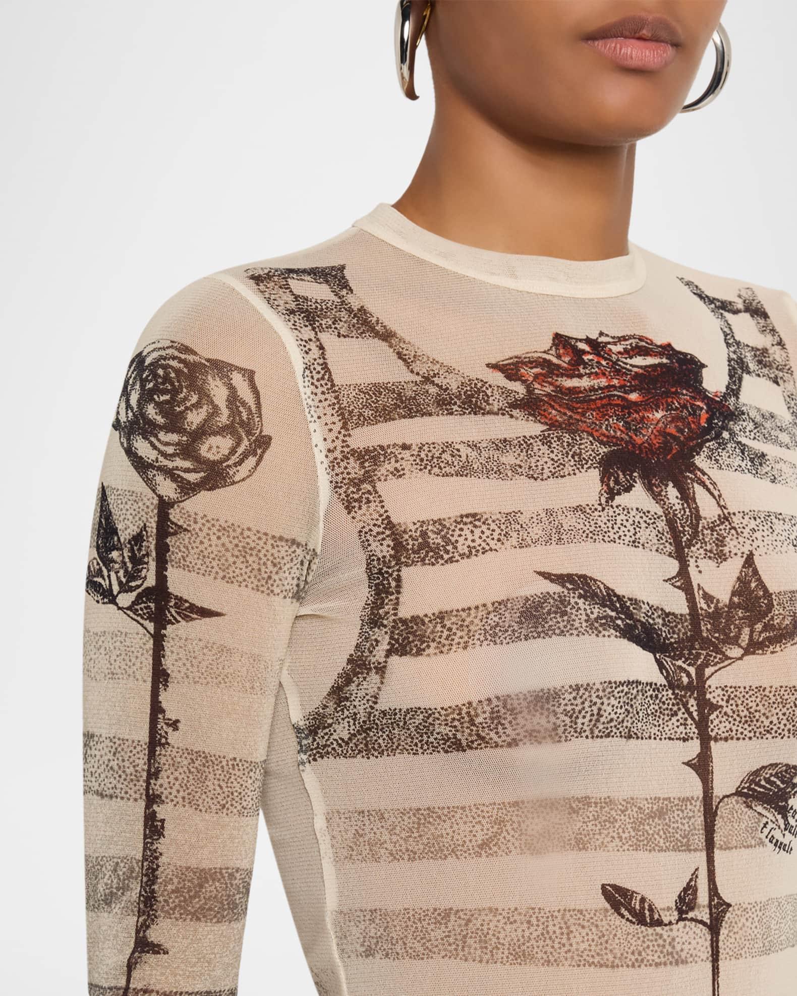 Tattoo Mariniere Mesh Long-Sleeve Maxi Dress Product Image