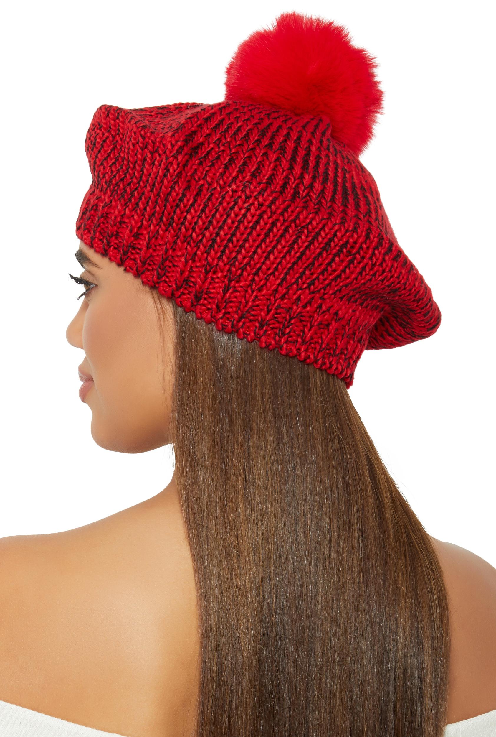 Spacedye Knit Pom Pom Slouch Beret Female Product Image