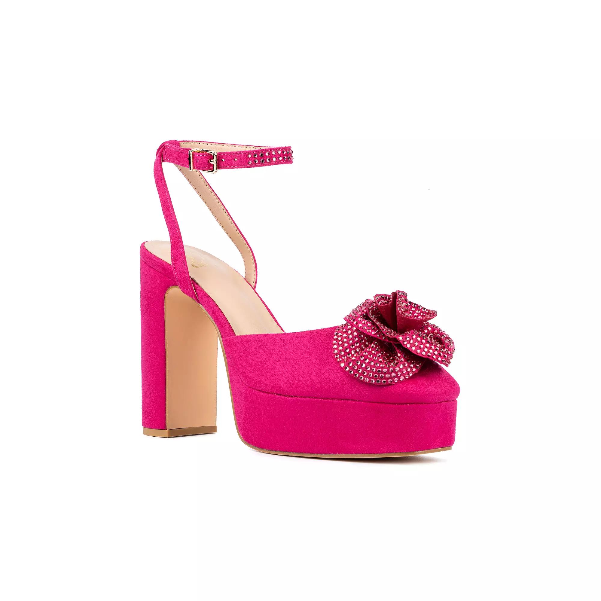 New York & Company® Raya Women's Flower Platform Heels, Size: 8, Pink Product Image