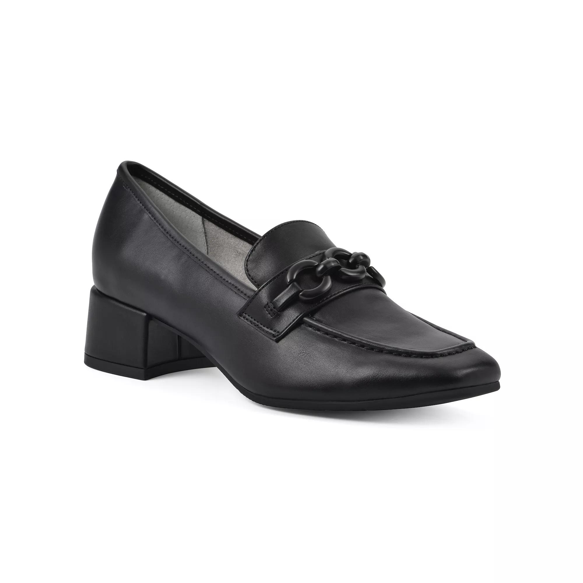 Women's Cliffs by White Mountain Quinbee Women's Heeled Loafers, Size: 10, Black Smo Product Image