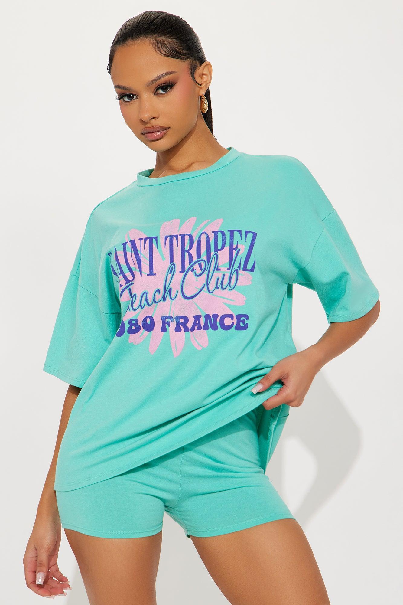 St. Tropez Beach Club Oversize  Short Set - Mint Female Product Image