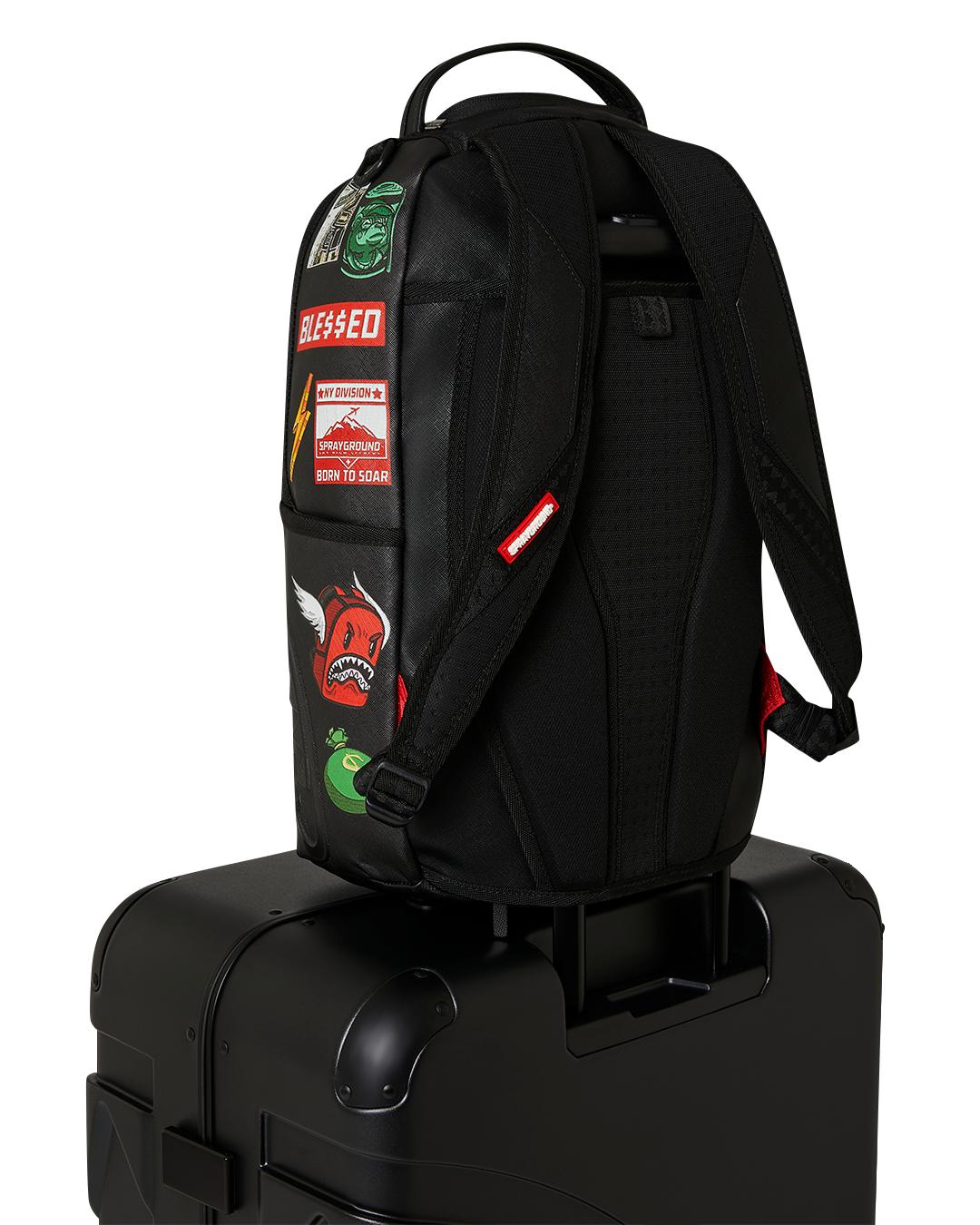 THE JOURNEY BEGINS SHARKITECTURE CARRY-ON LUGGAGE BLACK WITH EXTRA STICKERS Product Image