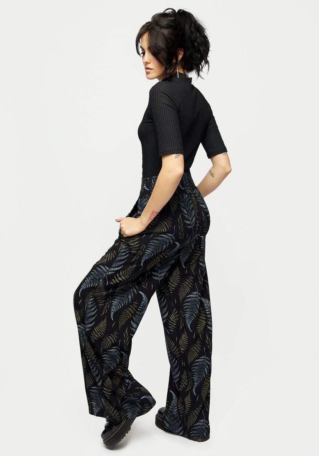 Frond Print Wide Leg Smocked Trouser Product Image
