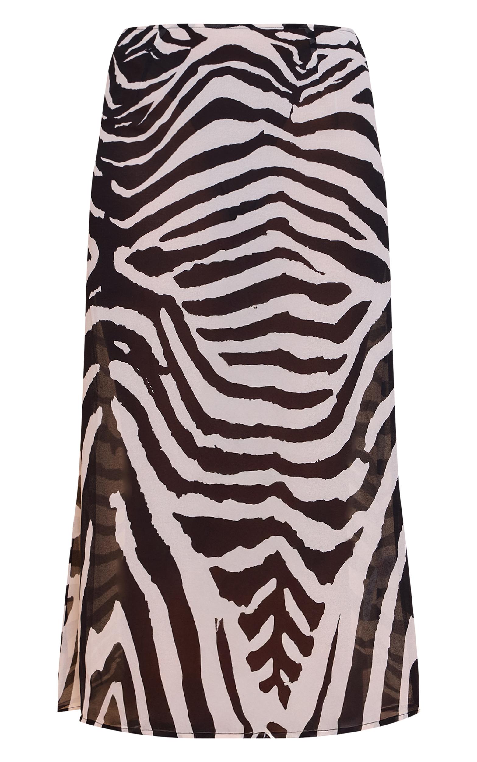 Zebra Print Sheer Chiffon Midaxi Skirt Product Image