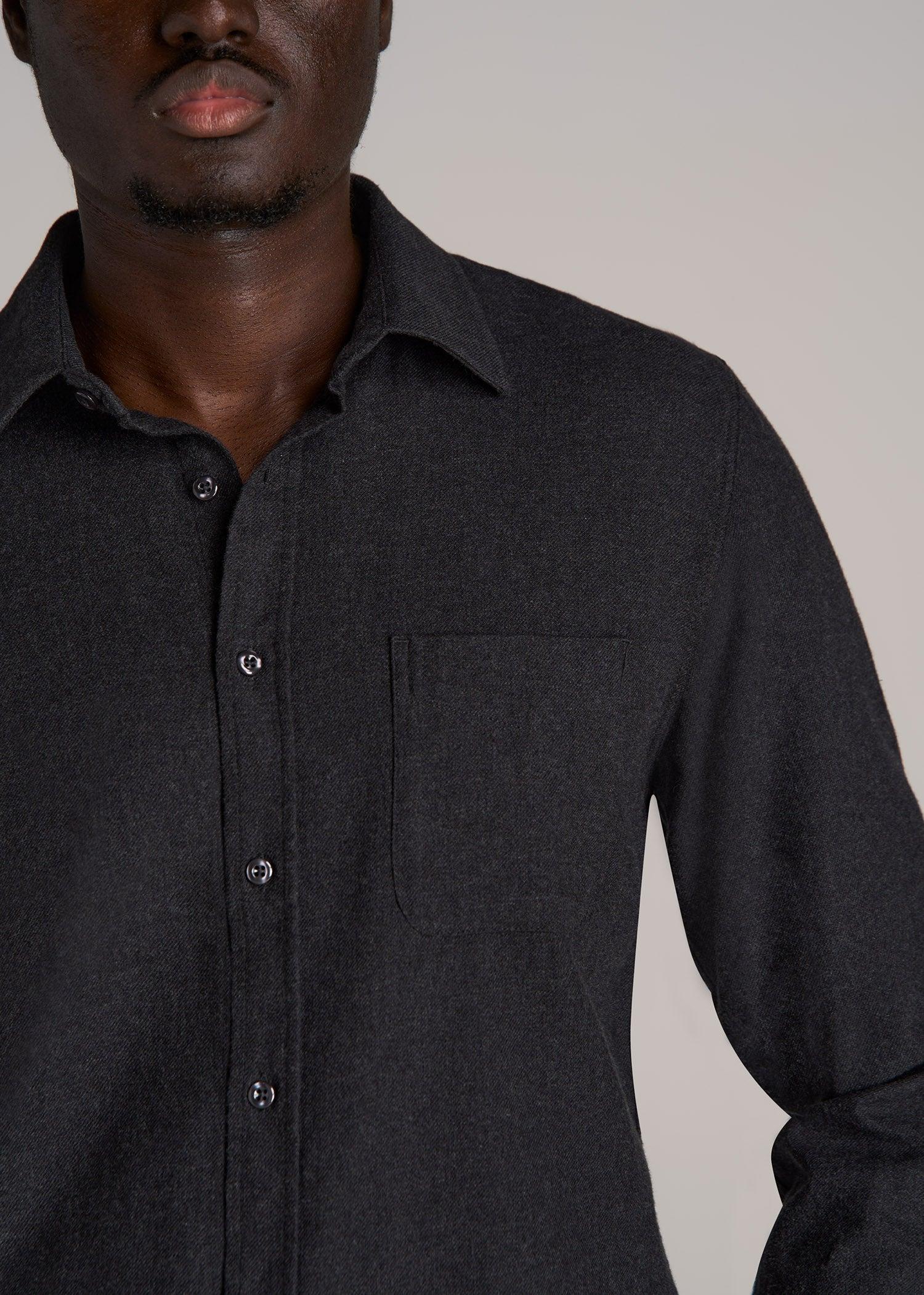 Nelson Flannel Shirt for Tall Men in Charcoal Mix Product Image