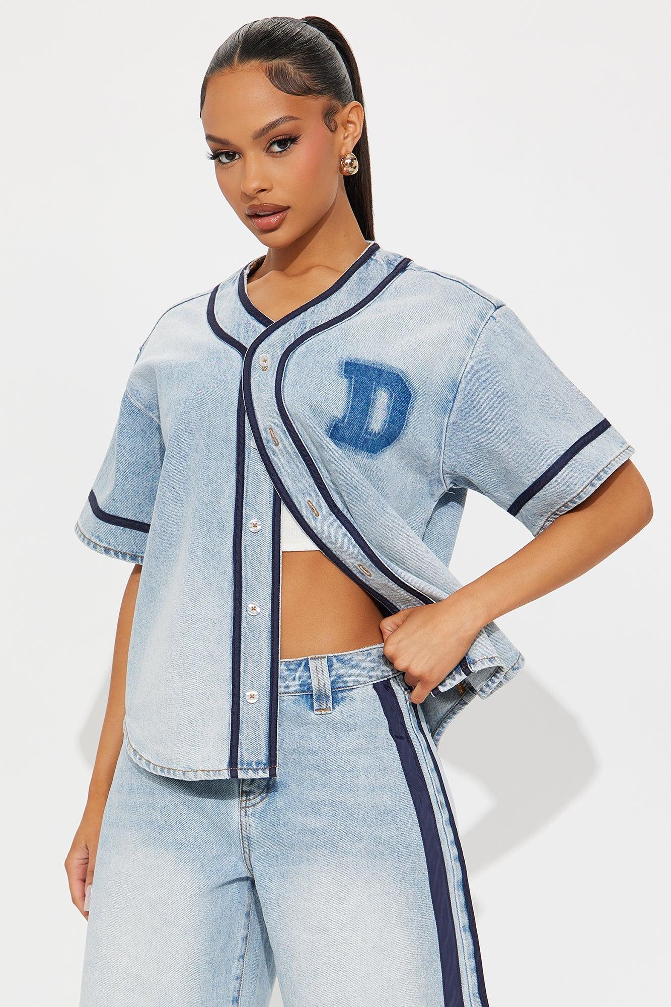 Vintage Vibes Denim Short Set - Light Wash Product Image